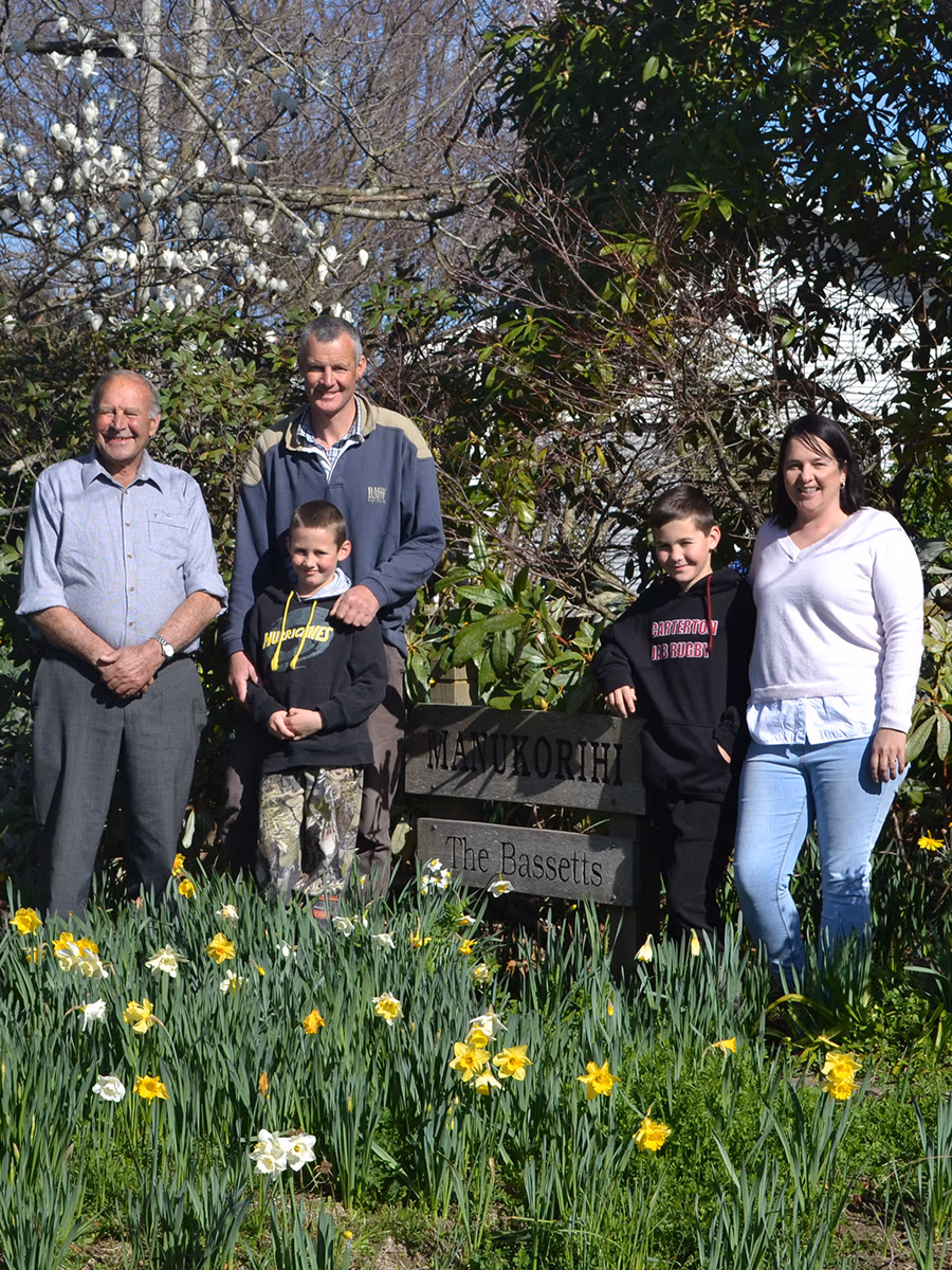 Three generations of the Bassett family. (L-R) Don, Rob, Lachie, Campbell and Nicola
